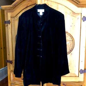 Black “velvety” button front tunic